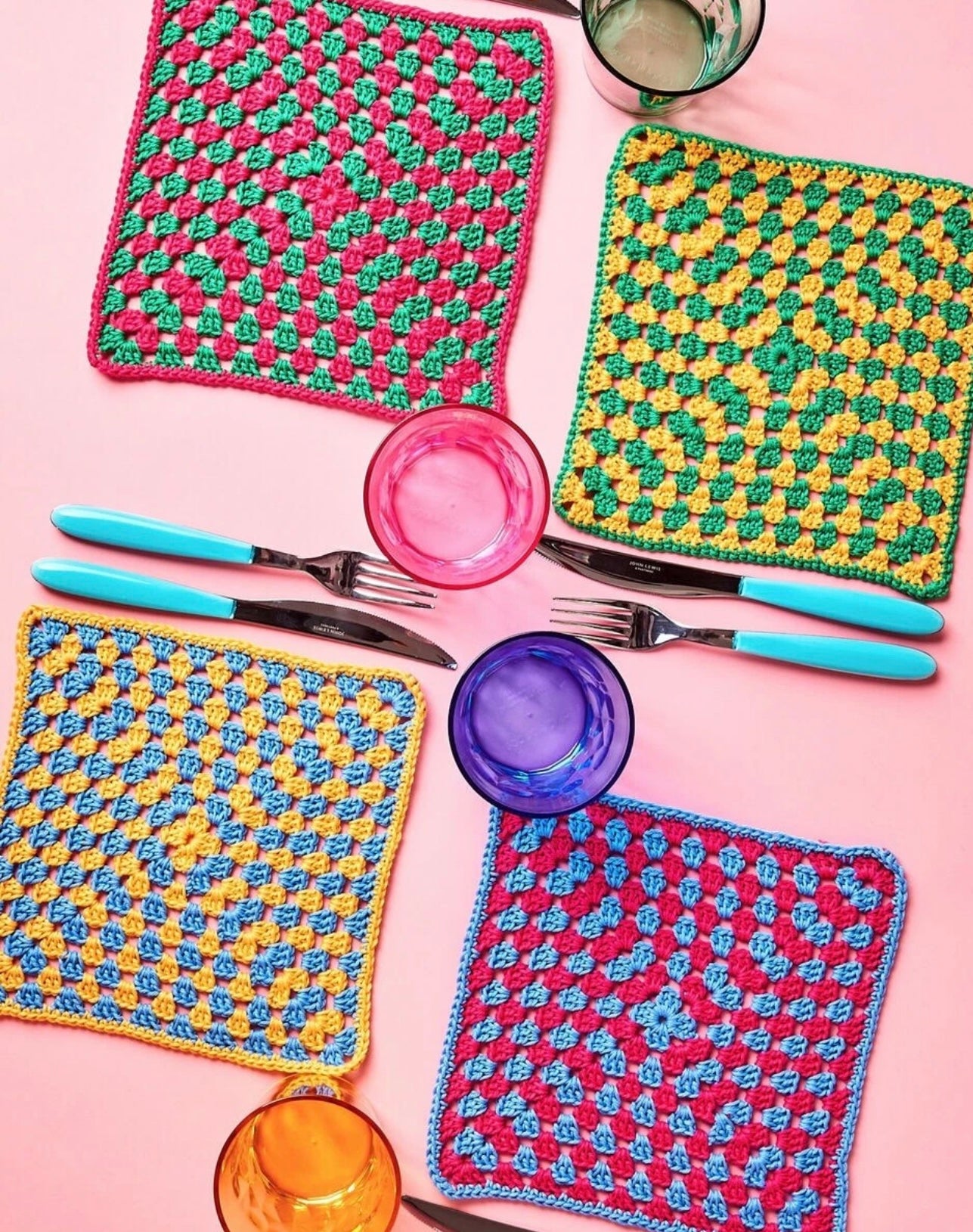 Kith kin Crochet place mats on table