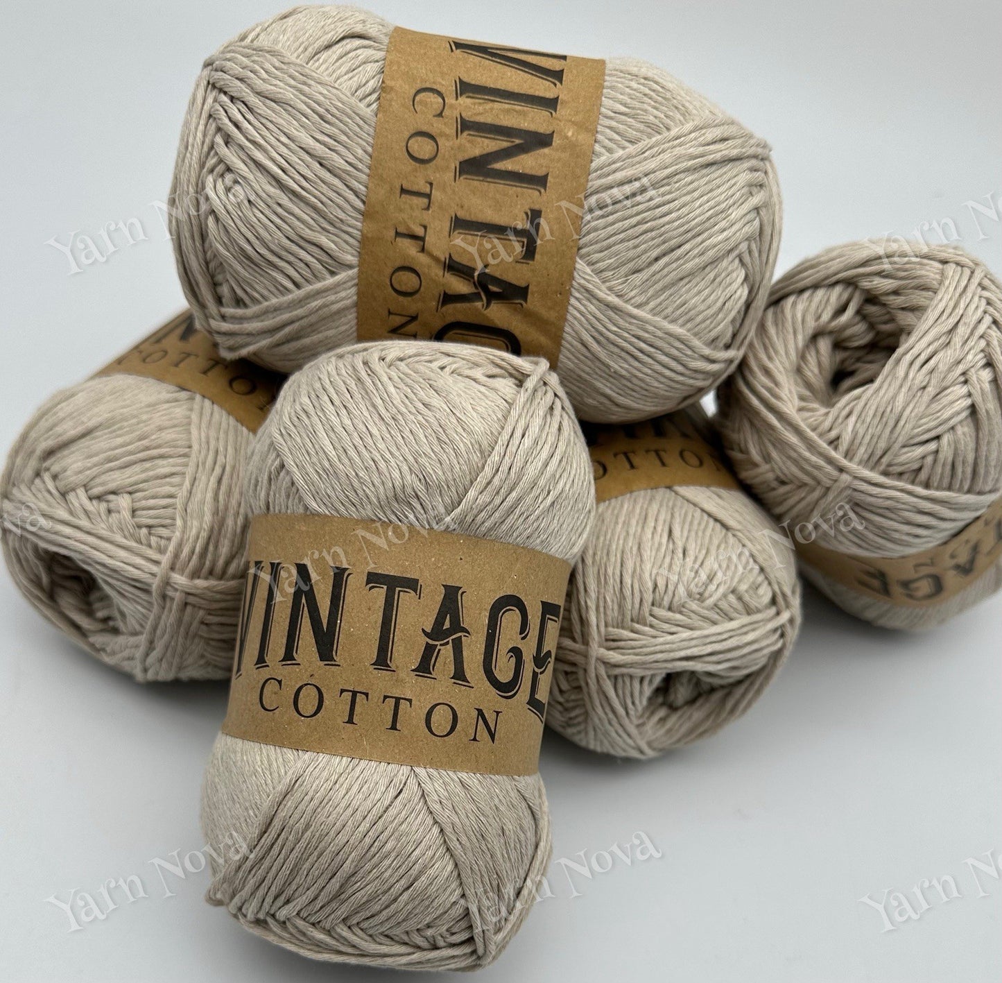 Vintage Cotton Yarn Knitting Crochet Yarn Wool - 5 x 100g Balls - V09 Beige