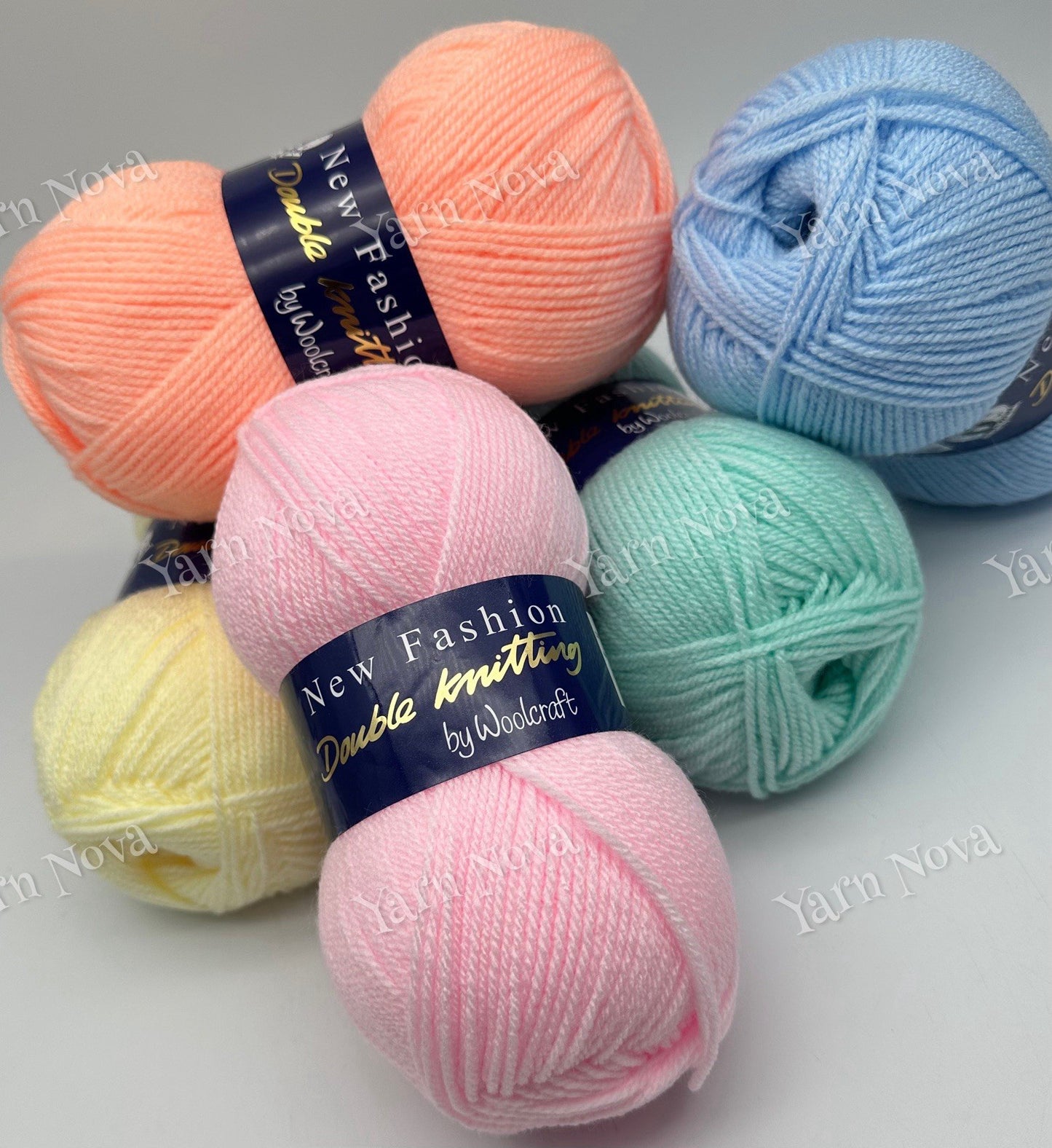 New Fashion DK Knitting Crochet Yarn Wool - 5x100g Balls - Pastel Rainbow Mix