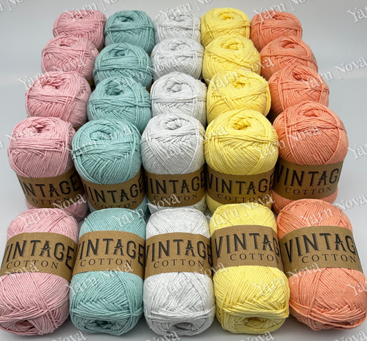 25 balls vintage cotton yarn in a pastel colourway 
