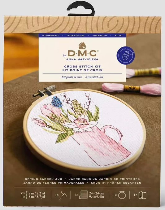 DMC Cross Stitch Kit- Spring Garden Jug - Intermediate Kit