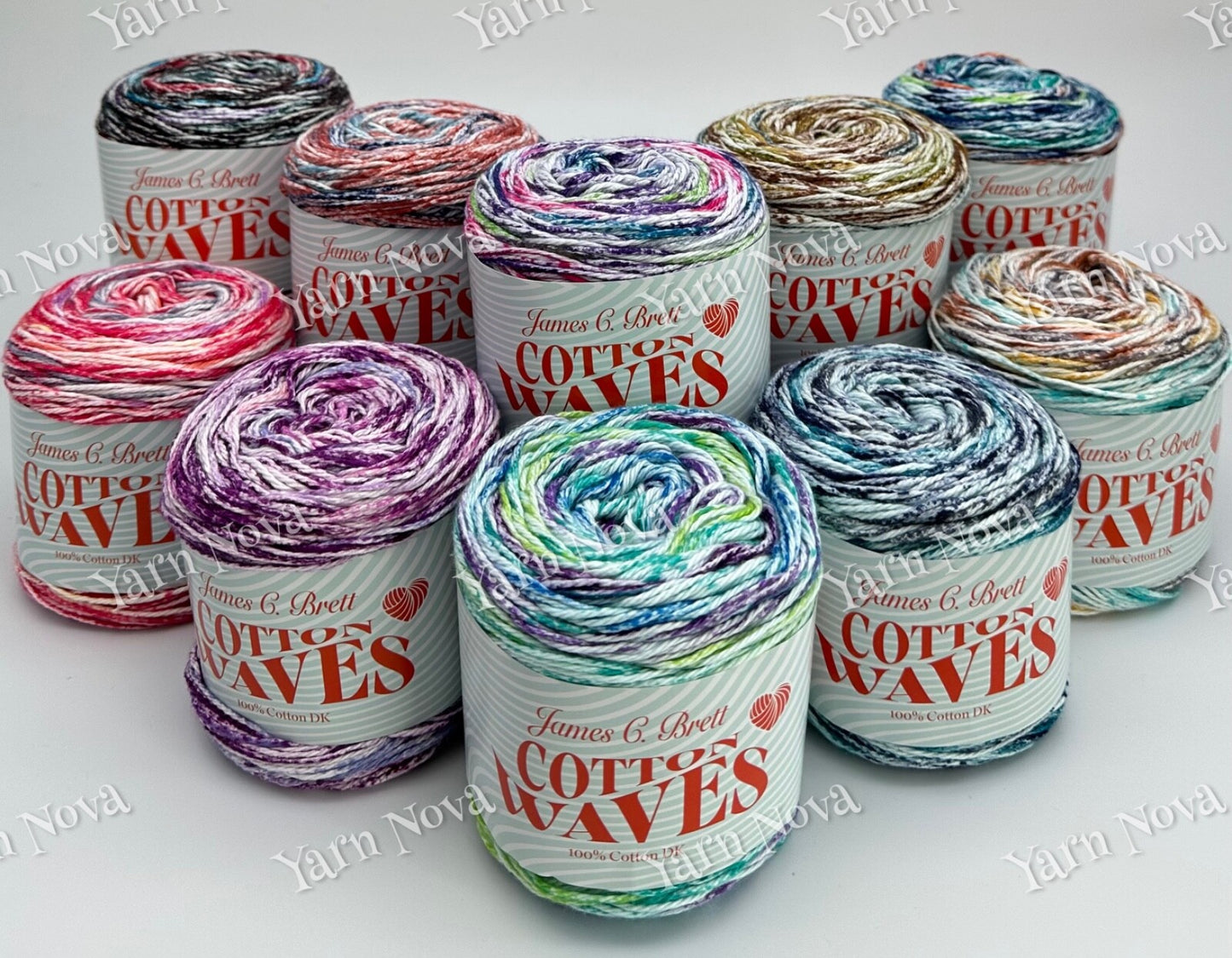 James C Brett Cotton Waves Variegated Knitting Crochet Yarn Wool DK - 100g Cake