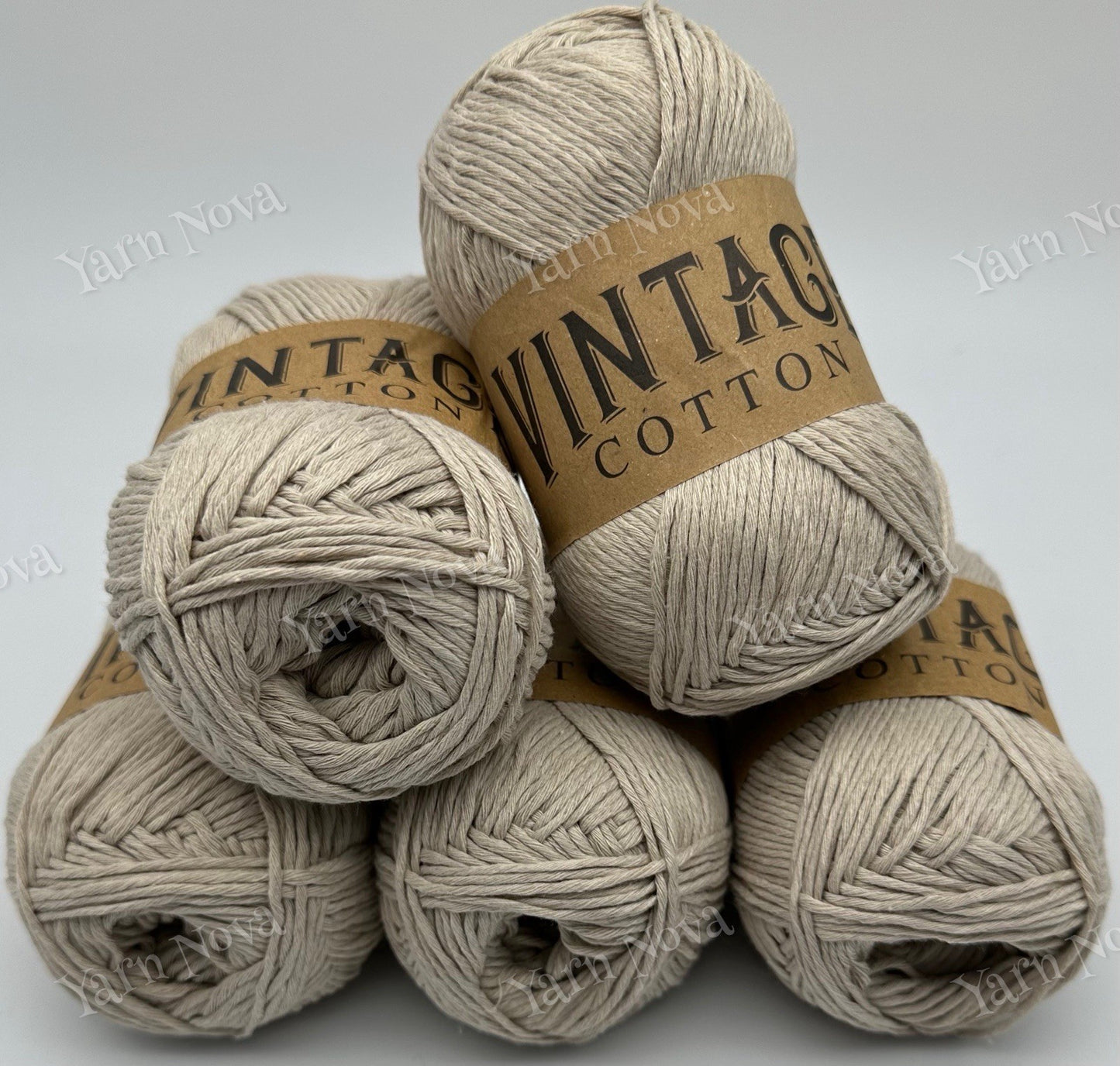 Vintage Cotton Yarn Knitting Crochet Yarn Wool - 5 x 100g Balls - V09 Beige