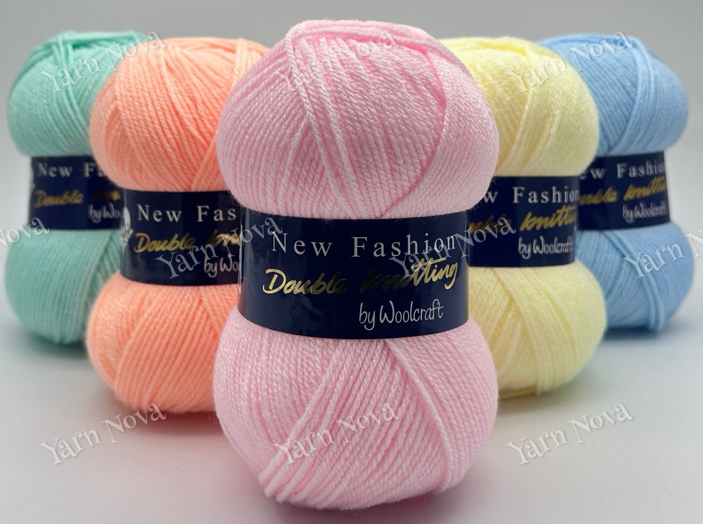 New Fashion DK Knitting Crochet Yarn Wool - 5x100g Balls - Pastel Rainbow Mix