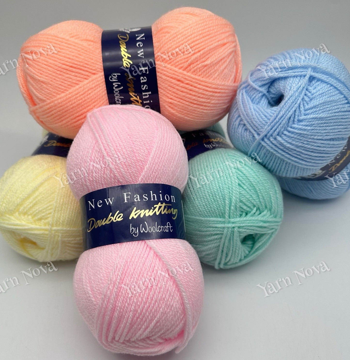 New Fashion DK Knitting Crochet Yarn Wool - 5x100g Balls - Pastel Rainbow Mix