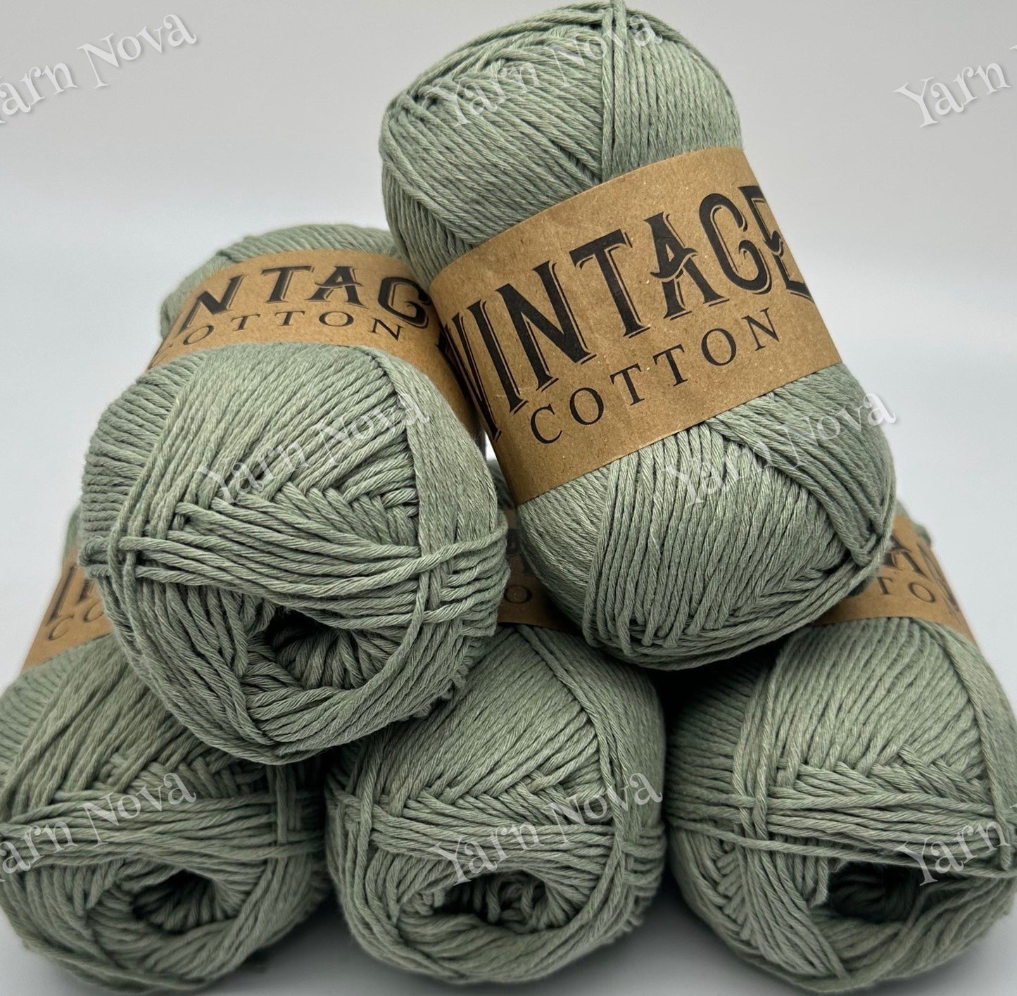 Vintage Cotton Knitting Crochet Yarn Wool - 5x100g Balls - V70 Light Sage Green