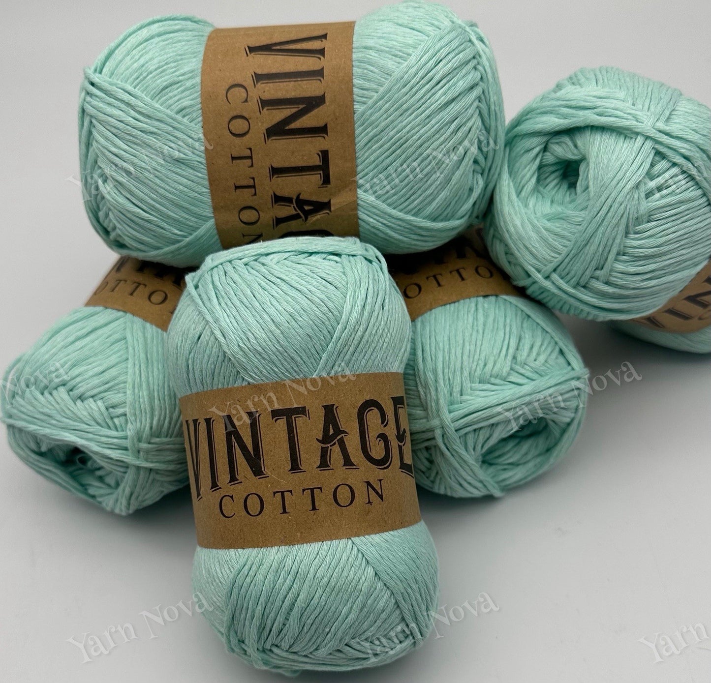 Vintage Cotton Knitting Crochet Yarn Wool - 5 x 100g Balls - V46 Mint Green