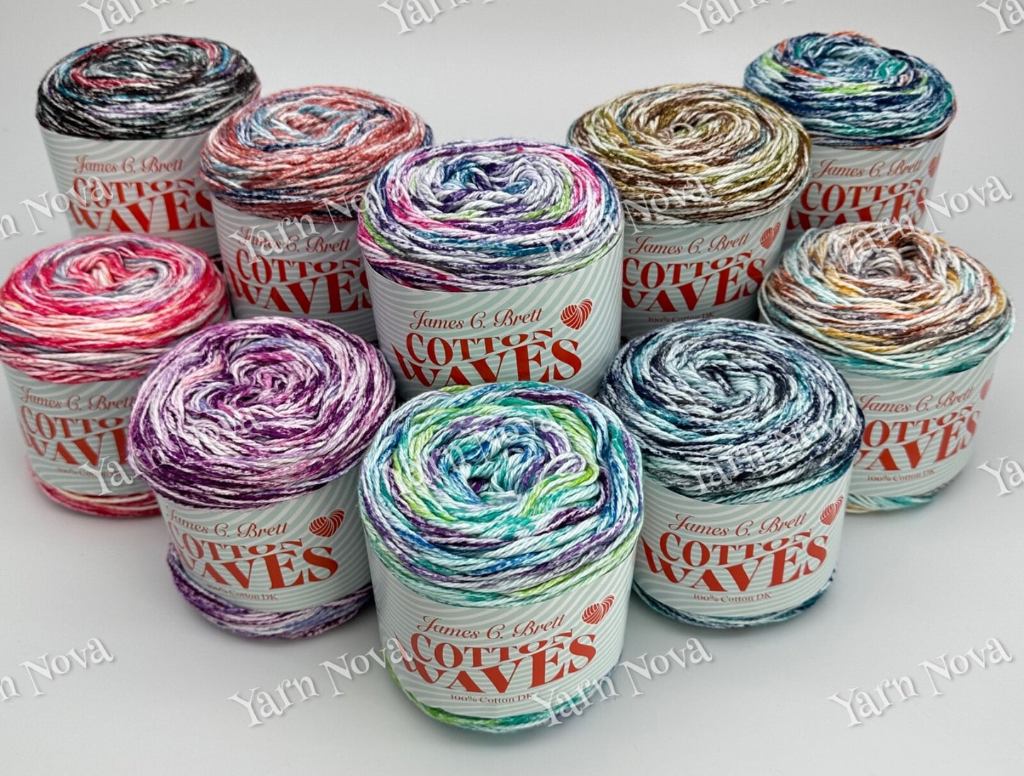 James C Brett Cotton Waves Variegated Knitting Crochet Yarn Wool DK - 100g Cake