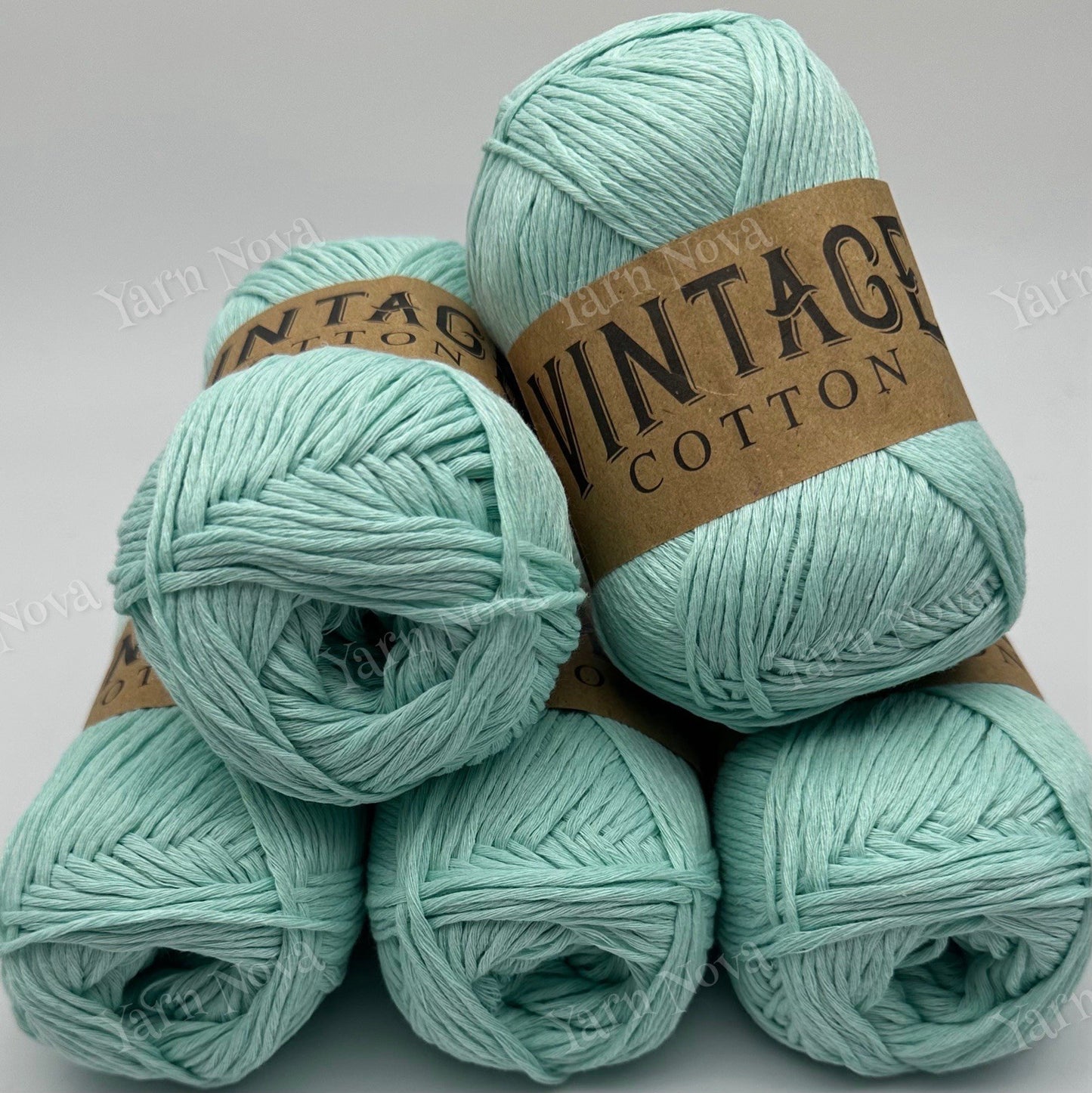 Vintage Cotton Knitting Crochet Yarn Wool - 5 x 100g Balls - V46 Mint Green