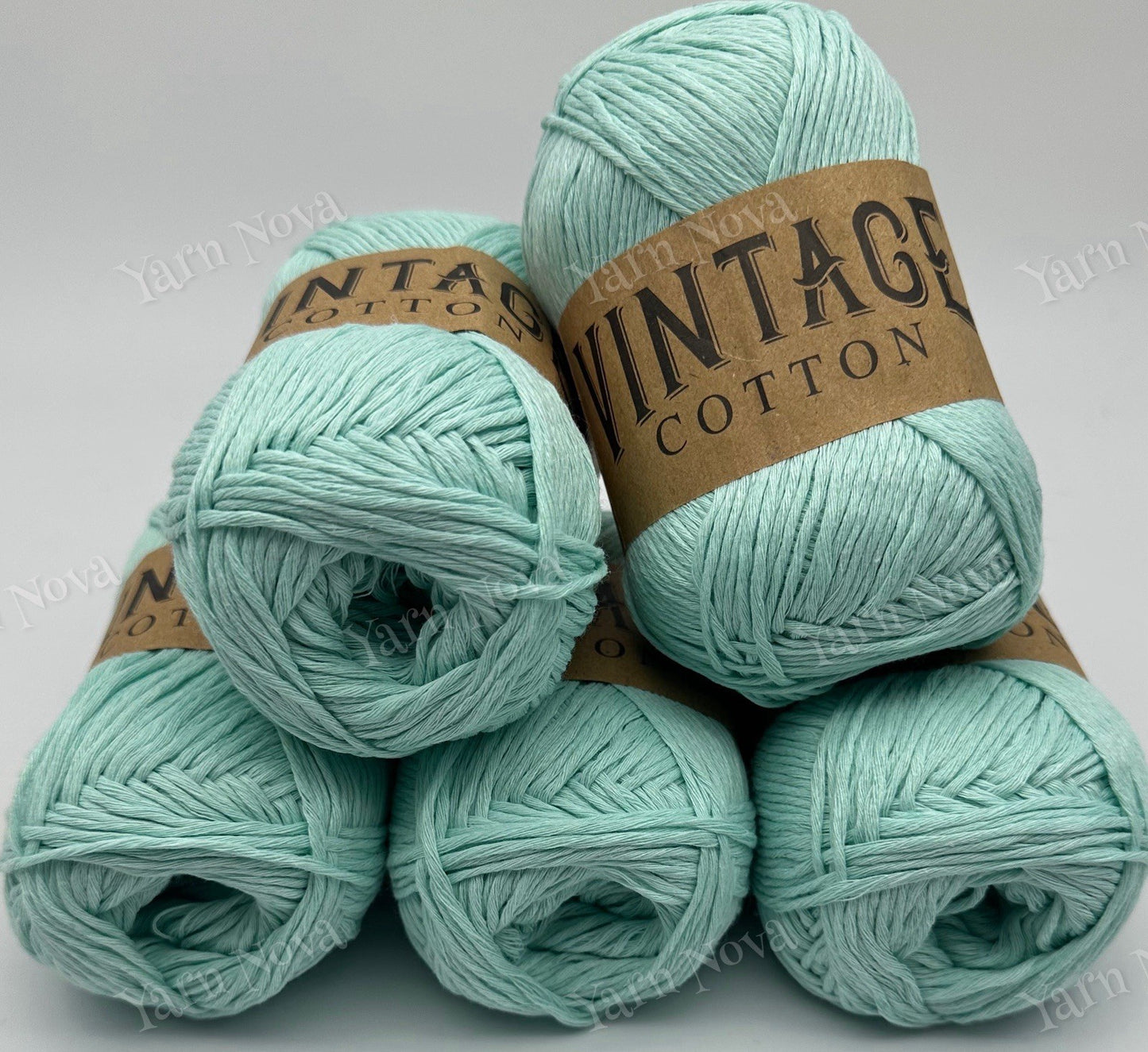 Vintage Cotton Knitting Crochet Yarn Wool - 5 x 100g Balls - V46 Mint Green