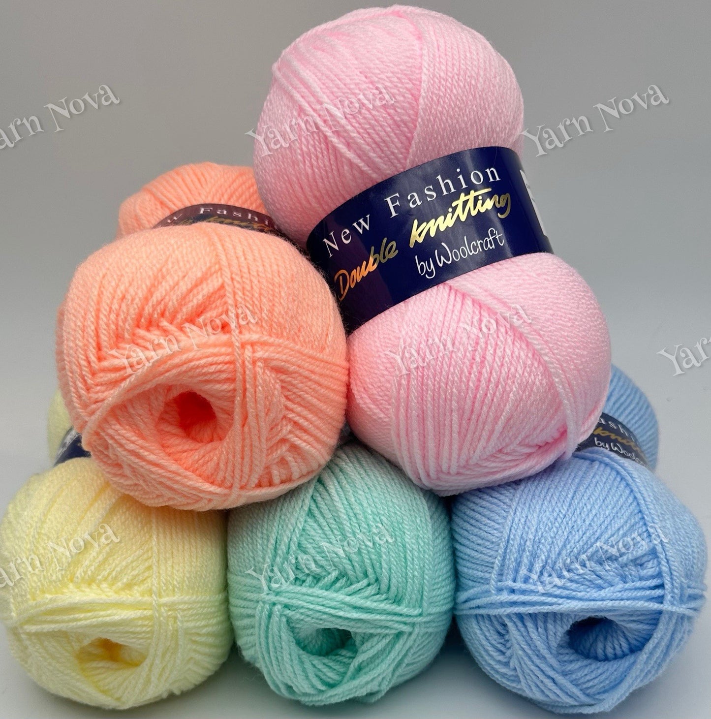 New Fashion DK Knitting Crochet Yarn Wool - 5x100g Balls - Pastel Rainbow Mix