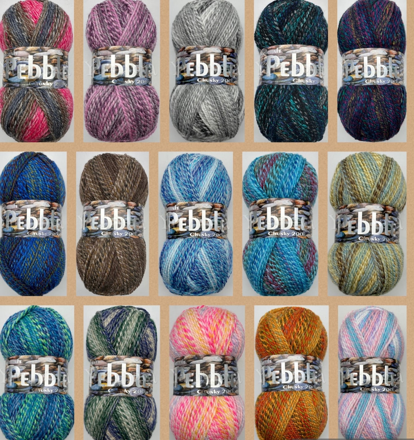 Woolcraft Pebble Chunky Knitting Crochet Yarn Wool - 200g - Choice 40+ Colours -