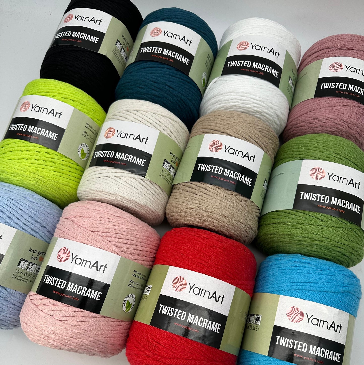YarnArt Twisted Macrame Cord 4mm Single Twist Crochet Macrame Cord - 500g Rolls