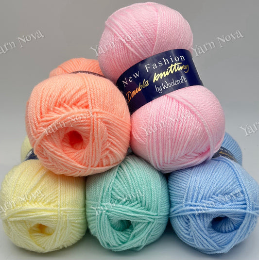 New Fashion DK Knitting Crochet Yarn Wool - 5x100g Balls - Pastel Rainbow Mix