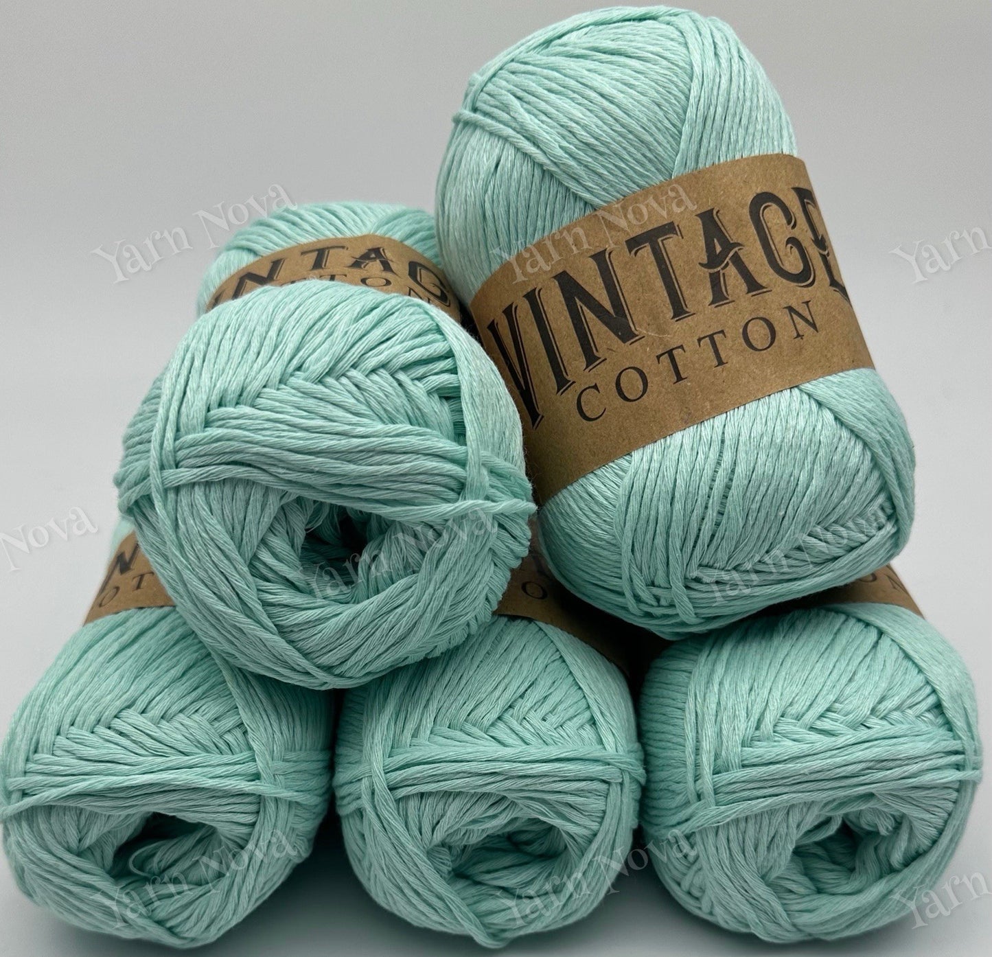 Vintage Cotton Knitting Crochet Yarn Wool - 5 x 100g Balls - V46 Mint Green