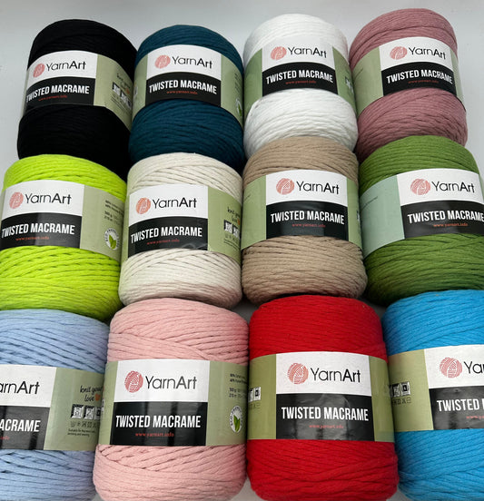 YarnArt Twisted Macrame Cord 4mm Single Twist Crochet Macrame Cord - 500g Rolls