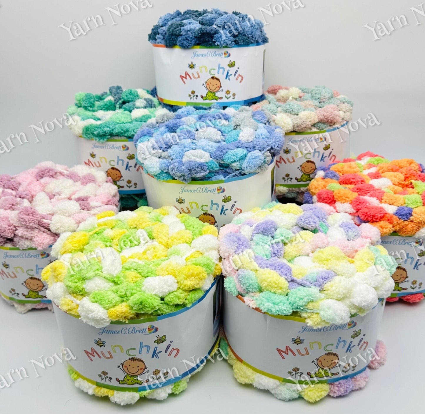 James C Brett Munchkin Pom Pom Yarn Wool - 200g - Choice Of 8 Colours