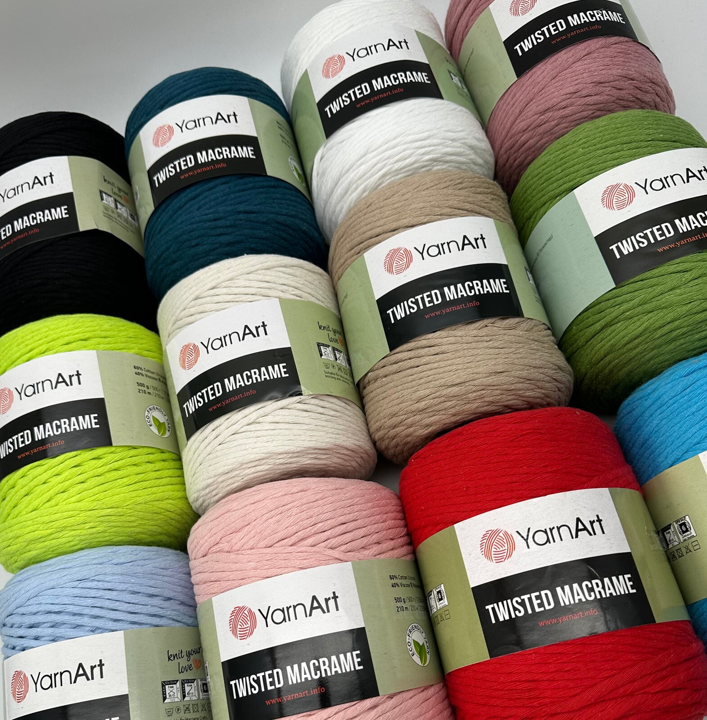 YarnArt Twisted Macrame Cord 4mm Single Twist Crochet Macrame Cord - 500g Rolls