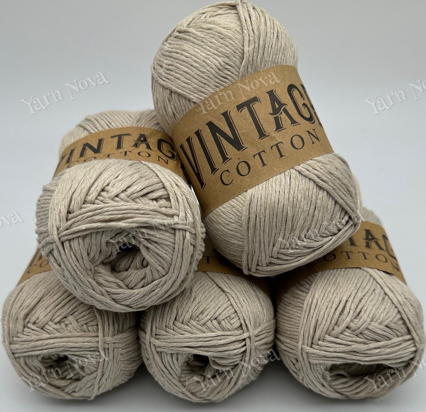 Vintage Cotton Yarn Knitting Crochet Yarn Wool - 5 x 100g Balls - V09 Beige