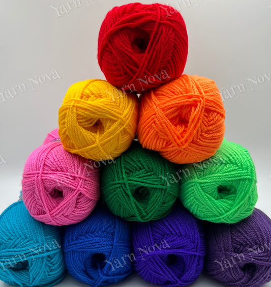 New Fashion Colourways DK Knitting Crochet Yarn Wool - 10 x 100g Balls - Rainbow