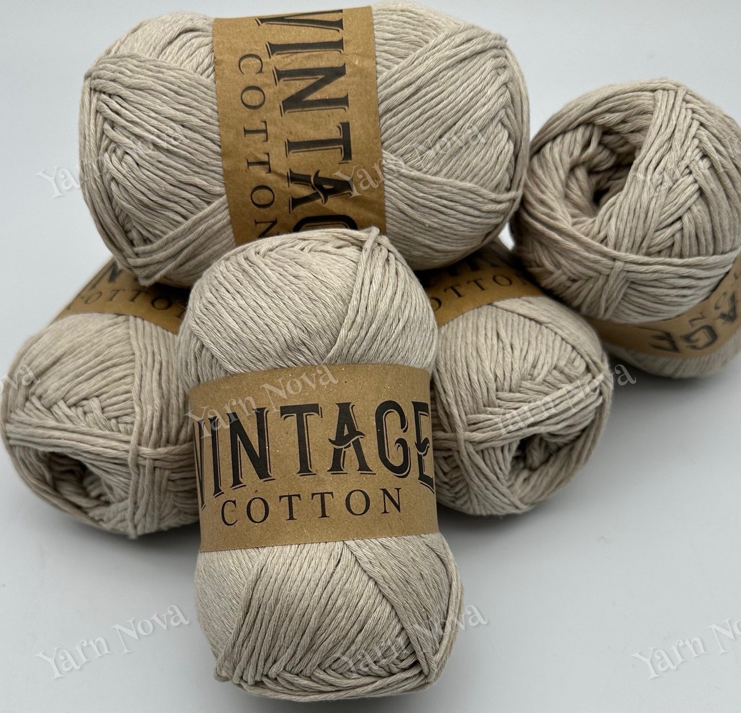 Vintage Cotton Yarn Knitting Crochet Yarn Wool - 5 x 100g Balls - V09 Beige