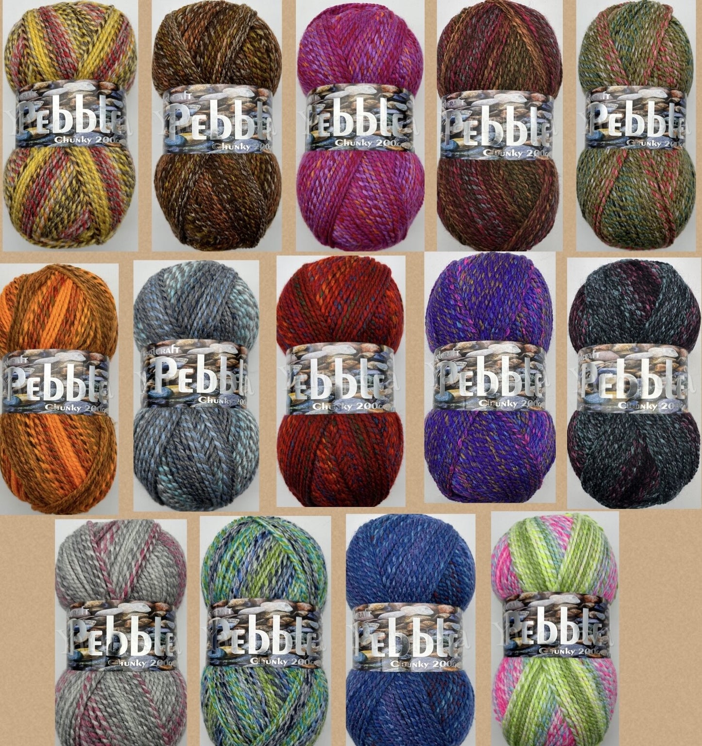 Woolcraft Pebble Chunky Knitting Crochet Yarn Wool - 200g - Choice 40+ Colours -