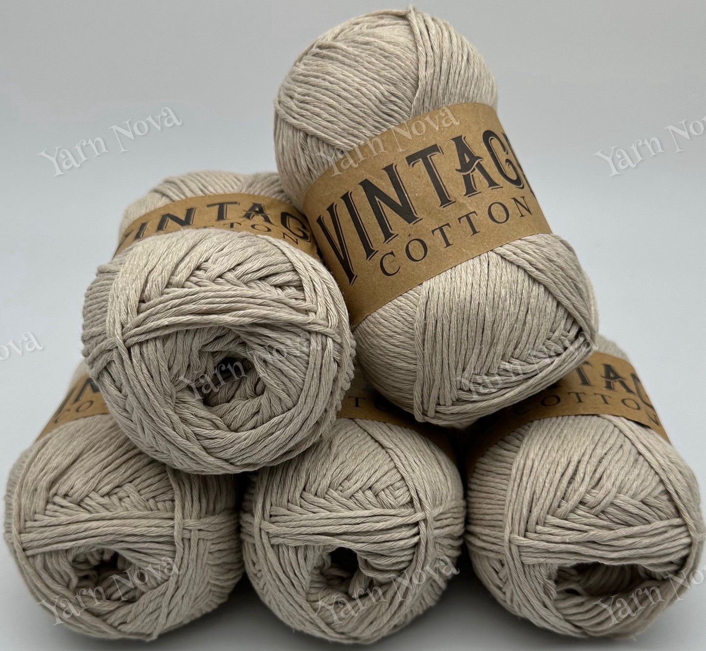 Vintage Cotton Yarn Knitting Crochet Yarn Wool - 5 x 100g Balls - V09 Beige