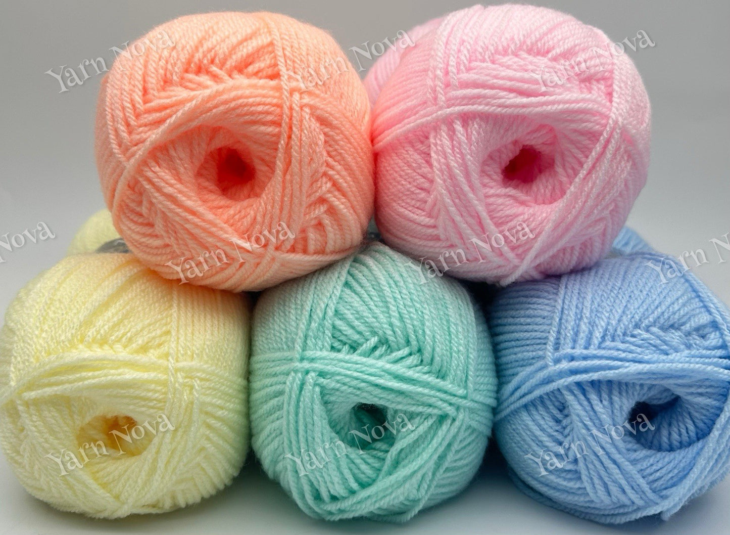 New Fashion DK Knitting Crochet Yarn Wool - 5x100g Balls - Pastel Rainbow Mix