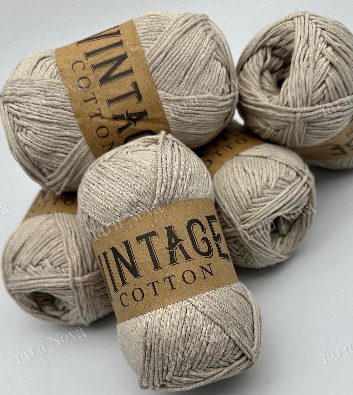 Vintage Cotton Yarn Knitting Crochet Yarn Wool - 5 x 100g Balls - V09 Beige
