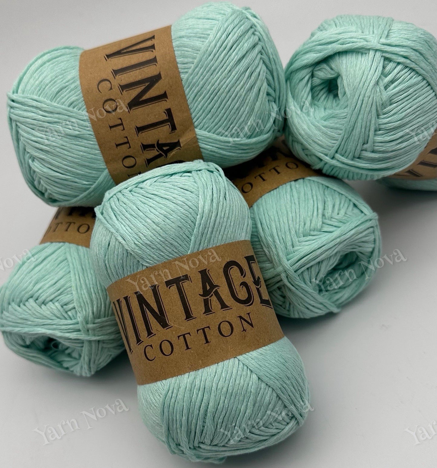 Vintage Cotton Knitting Crochet Yarn Wool - 5 x 100g Balls - V46 Mint Green