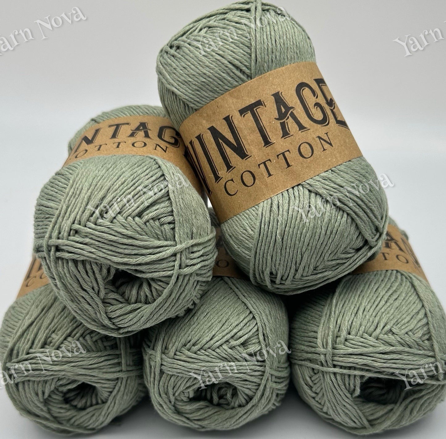 Vintage Cotton Knitting Crochet Yarn Wool - 5x100g Balls - V70 Light Sage Green