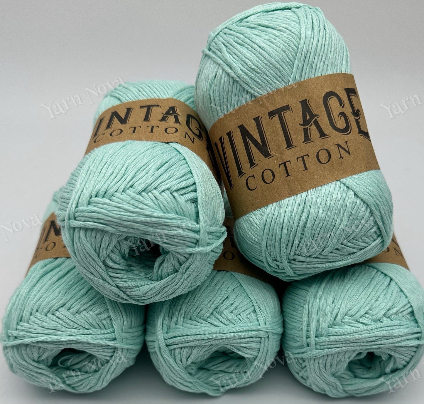 Vintage Cotton Knitting Crochet Yarn Wool - 5 x 100g Balls - V46 Mint Green