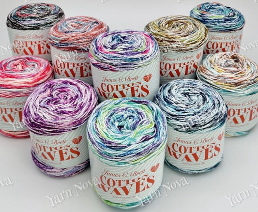 James C Brett Cotton Waves Variegated Knitting Crochet Yarn Wool DK - 100g Cake
